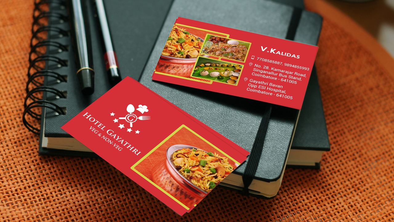 red business card